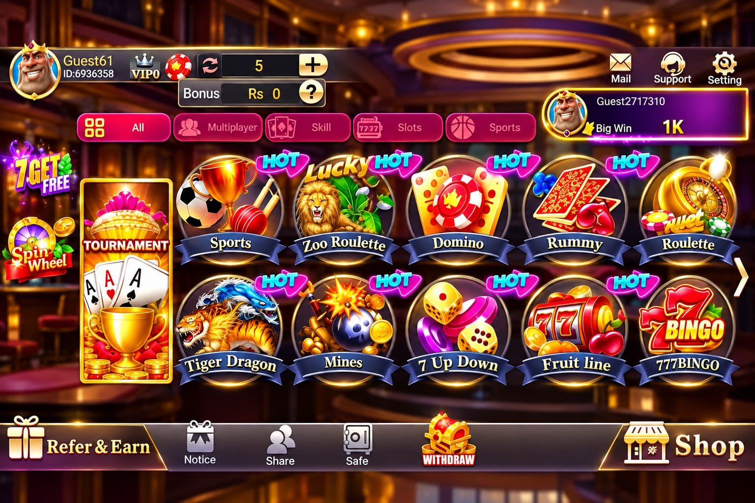 3 Patti Ludo Interface Screenshot